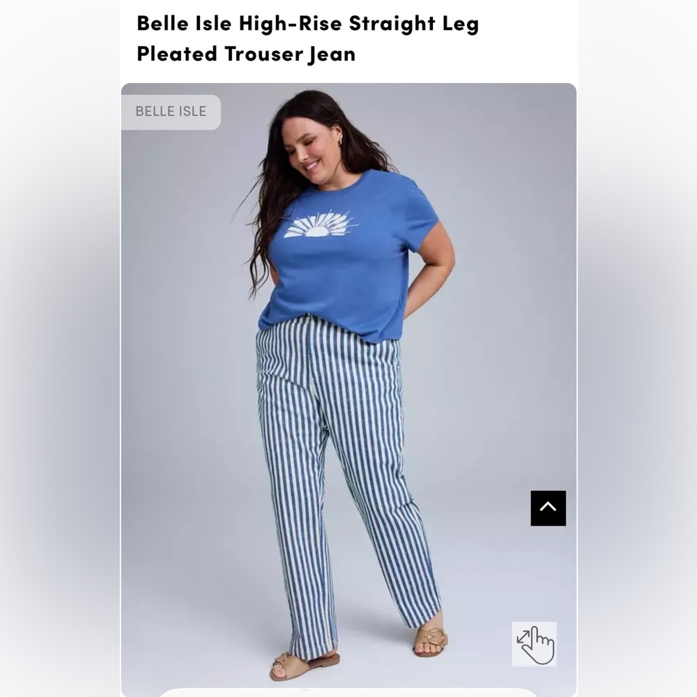 TORRID NWT Blue & White High-Rise Straight Leg Pleated Trouser Jean Size: 18R